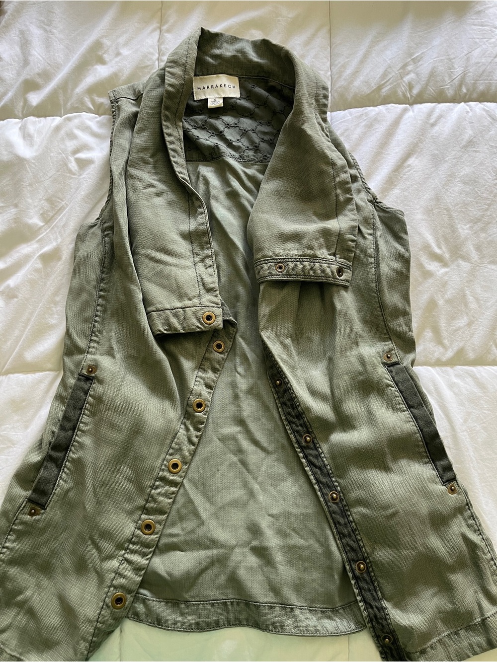 Marrakech Olive Green Sleeveless Utility Jacket